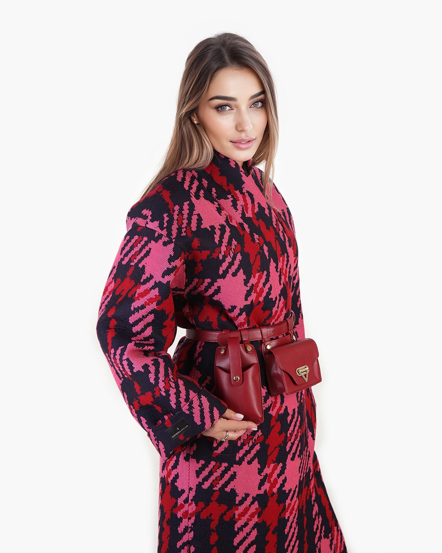 Ремень из эко-кожи со съемными карманами, цвета бургунди www.EkaterinaSmolina.ru