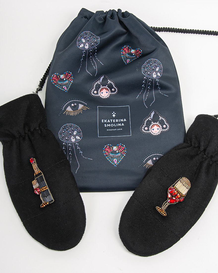 Варежки с декором «Бокалы» www.EkaterinaSmolina.ru