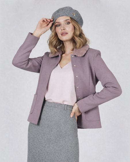 Жакет из джерси с меховым воротником, цвет «Пепельная роза»