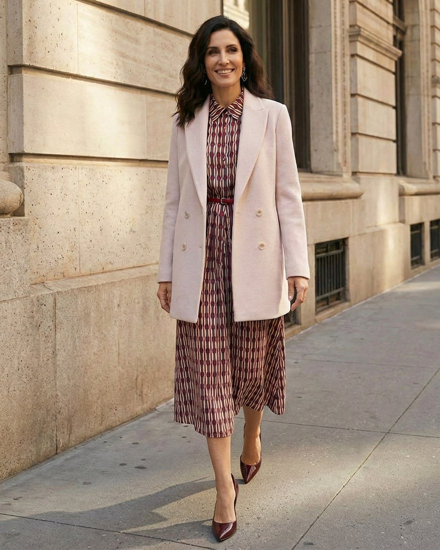 Полупальто-жакет из шерстяного драпа, жемчужно-розового цвета www.EkaterinaSmolina.ru