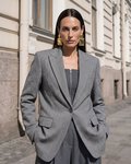 Однобортный жакет прямого кроя, дымчато-серый
