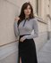 Блуза-поло из трикотажного жаккарда, цвет бело-ореховый www.EkaterinaSmolina.ru