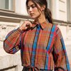 Рубашка укороченная в цветную клетку