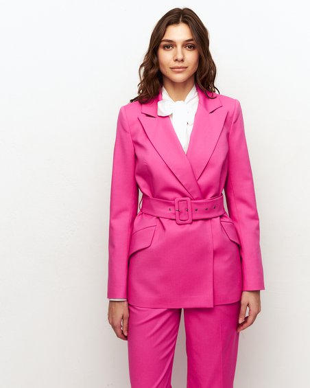 Жакет неоного-розового цвета с карманами с клапанами
