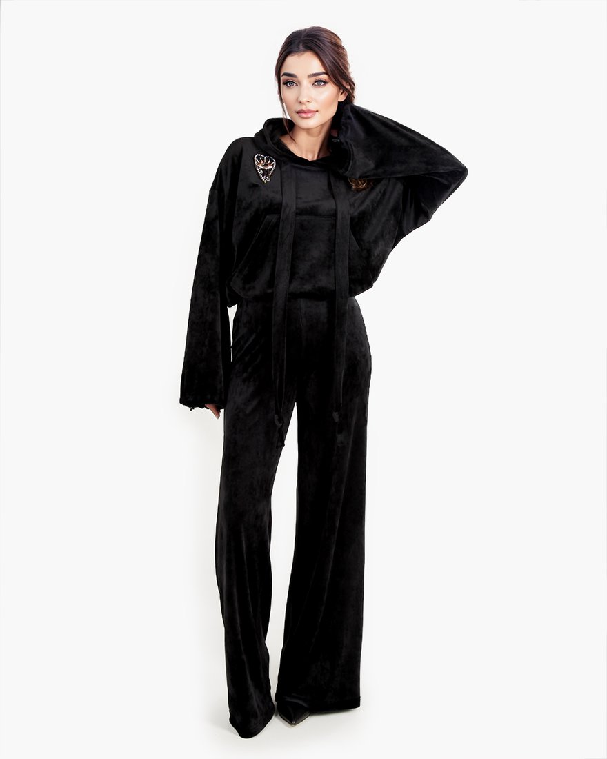 Худи и брюки из бархата, цвет «Черная роза» www.EkaterinaSmolina.ru