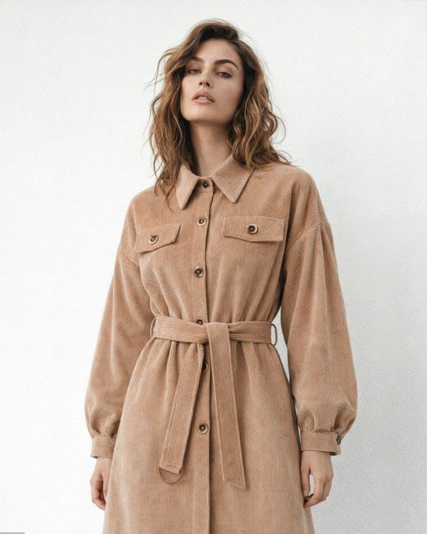 Тренч из вельвета, цвет «Крем брюле» www.EkaterinaSmolina.ru