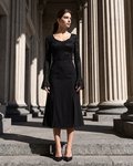 Юбка-трапеция с двумя разрезами из джерси черного цвета