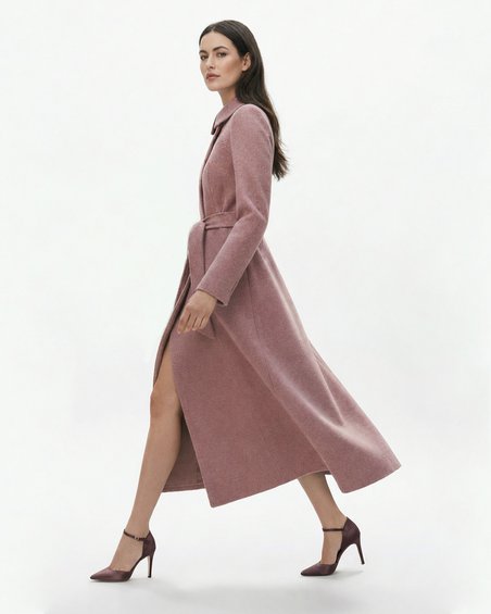 Пальто как платье с юбкой-трапецией, цвет «Лепестки розы»