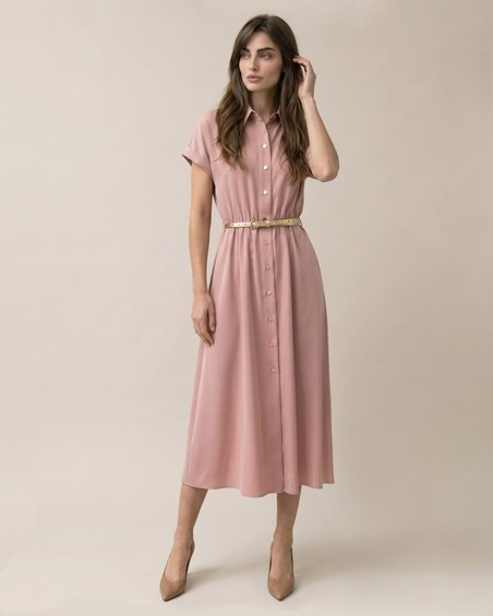Платье рубашка цвета пыльной розы