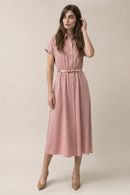 Платье рубашка цвета пыльной розы