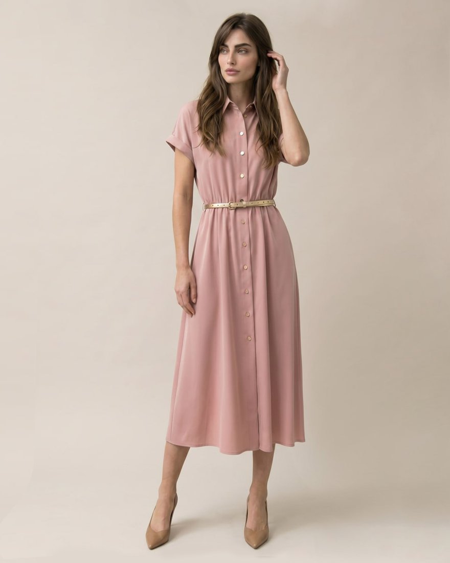Платье рубашка цвета пыльной розы www.EkaterinaSmolina.ru