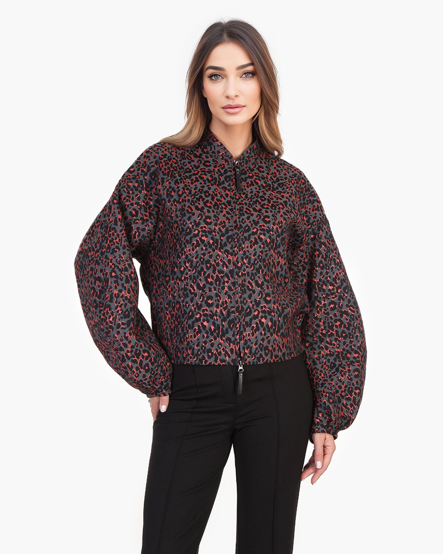 Бомбер темный леопард с терракотом www.EkaterinaSmolina.ru
