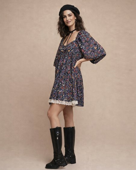 Платье беби-долл «Пурпурный сад»