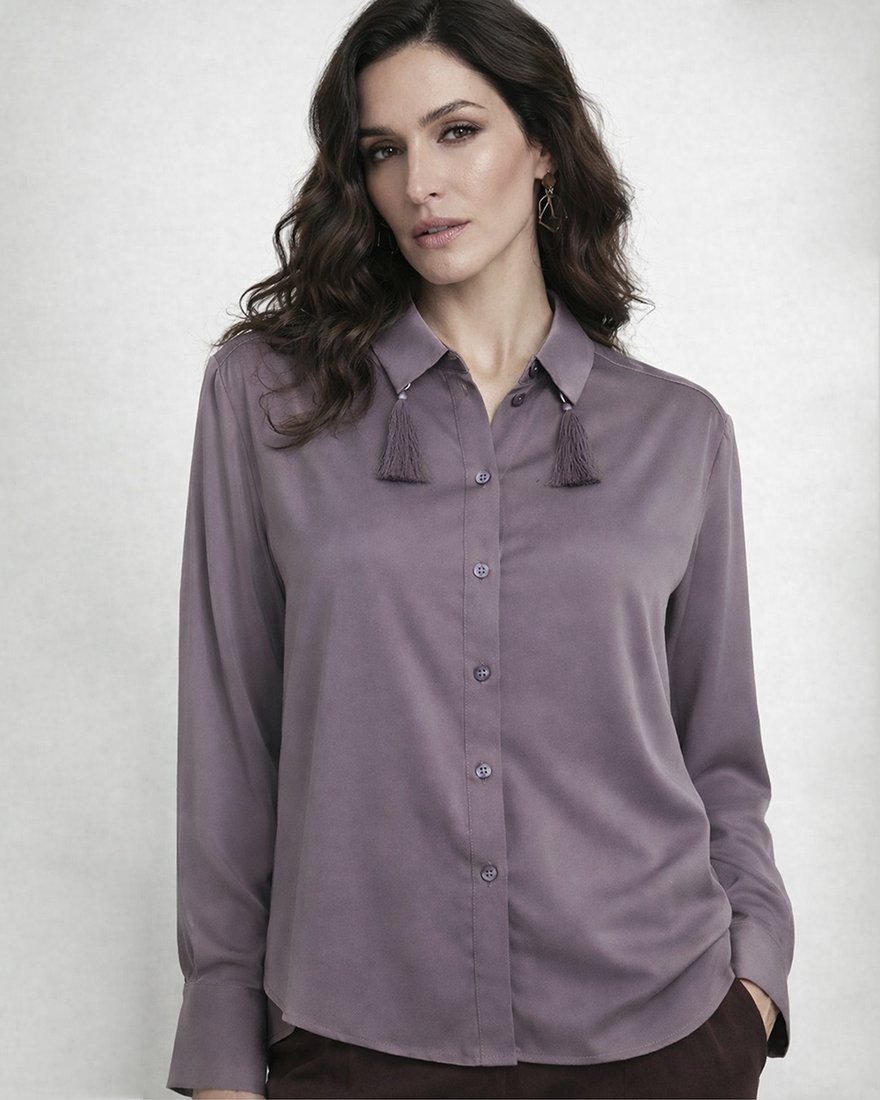 Блуза с кистями, цвет «Лиловая дымка» www.EkaterinaSmolina.ru