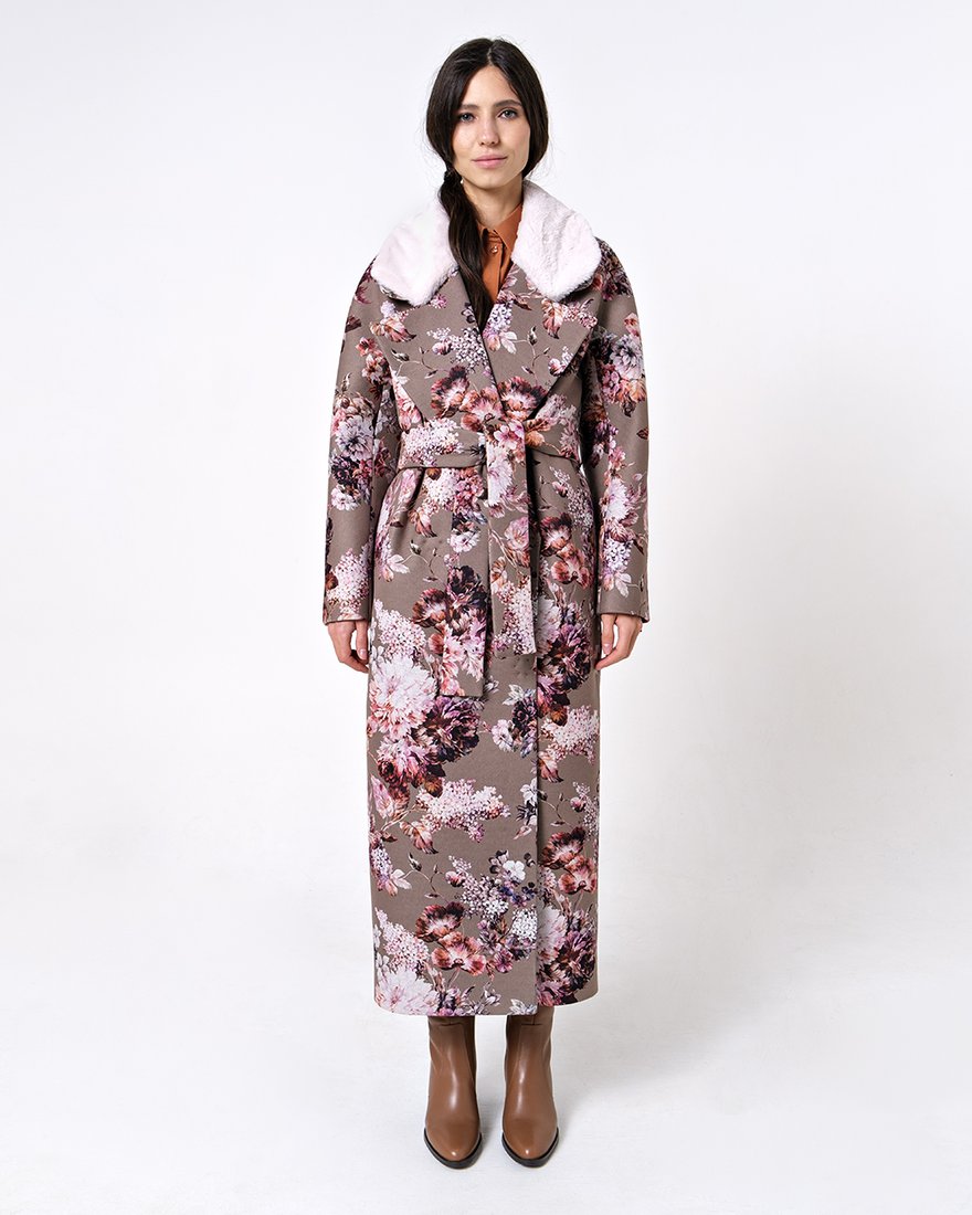 Пальто  в цветочный принт www.EkaterinaSmolina.ru