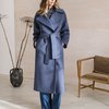 Пальто с широким английским воротником цвета синего моря, из шерсти и кашемира