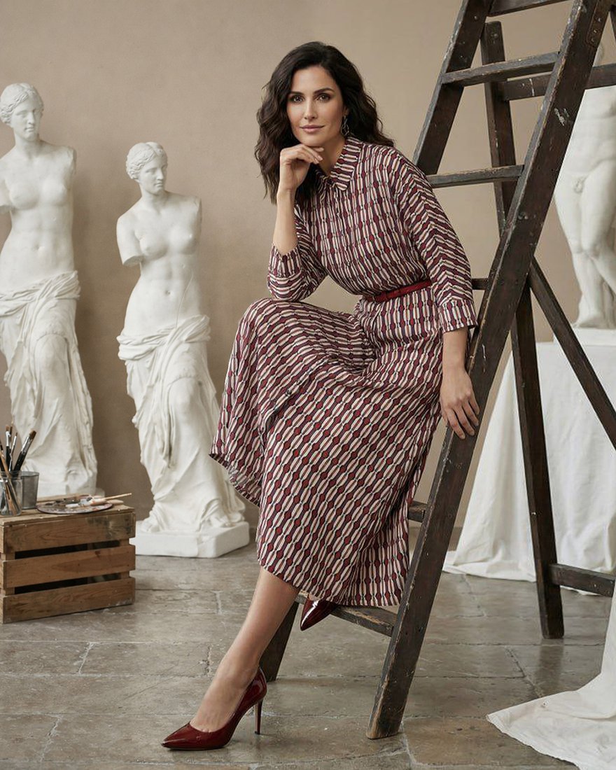 Платье-рубашка с принтом в полоску и ремнем www.EkaterinaSmolina.ru