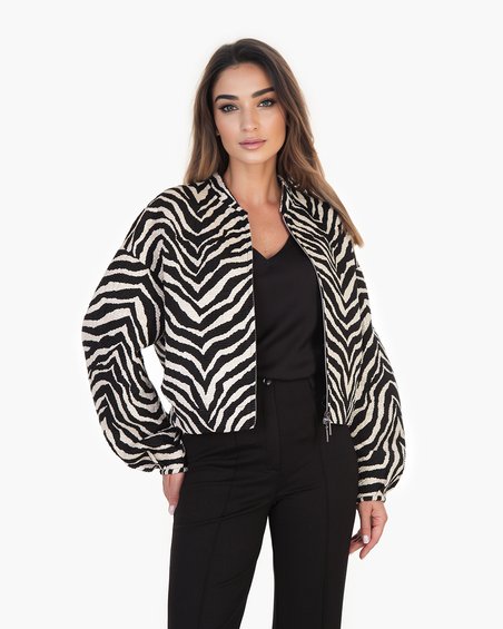 Бомбер-жакет из жаккарда в принт «Зебра»