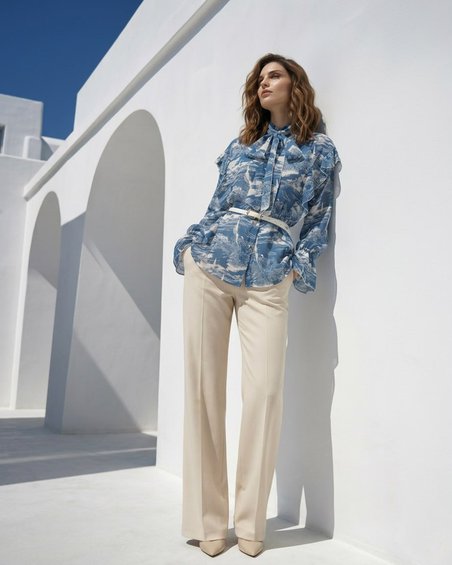 Блуза в принт «Купальщицы»