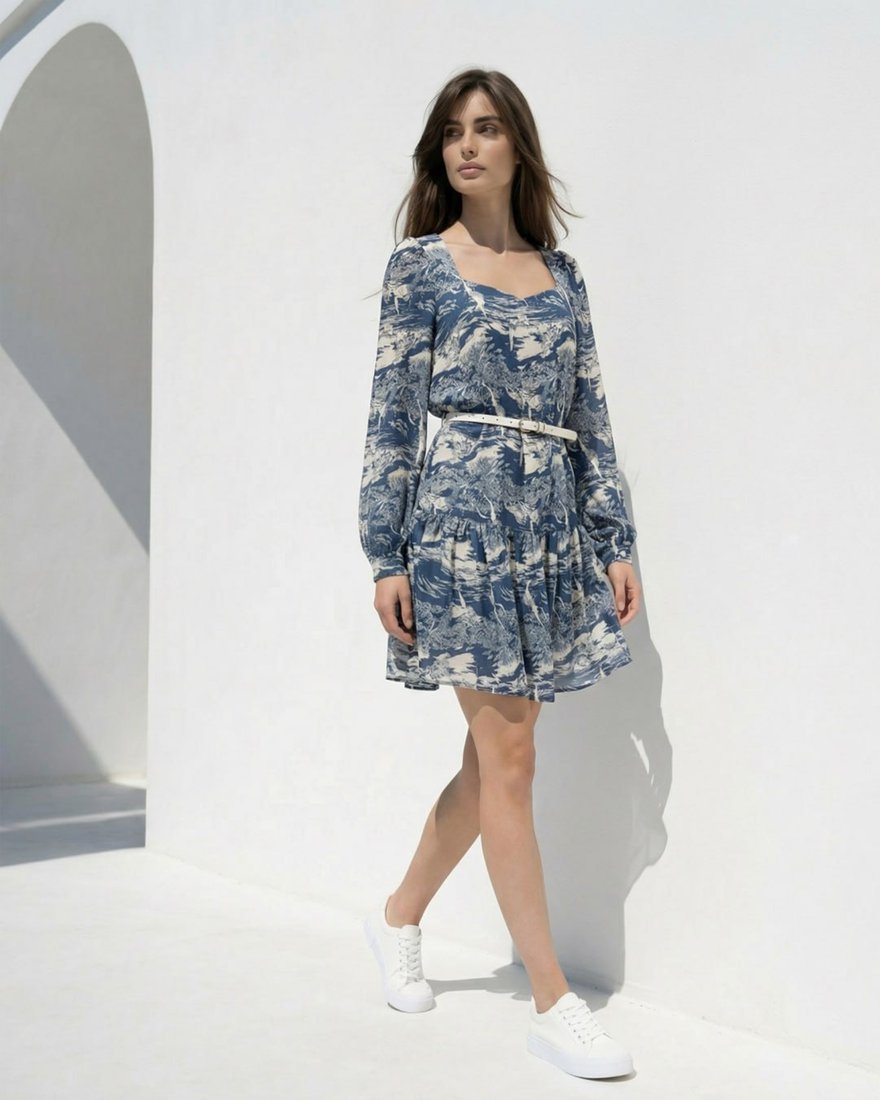 Платье фреска из итальянской вискозы с принтом Купальщицы www.EkaterinaSmolina.ru