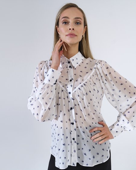 Блуза с рубашечным воротником в стиле casual