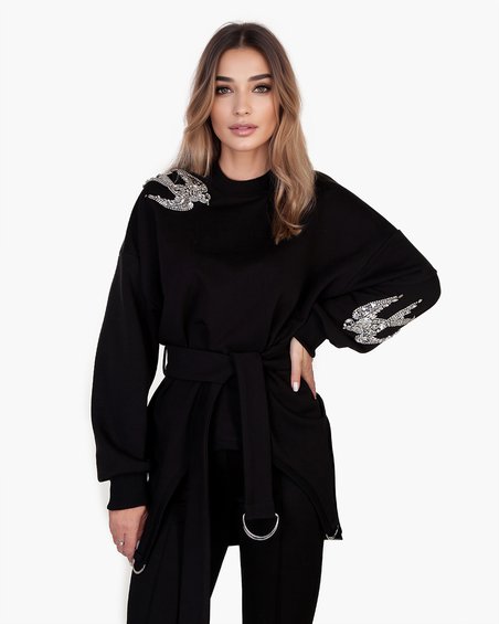 Свитшот с серебряными птицами 