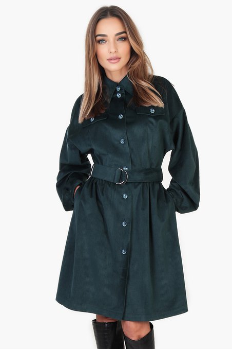 Платье-рубашка «Кошачий взгляд», цвет изумрудный