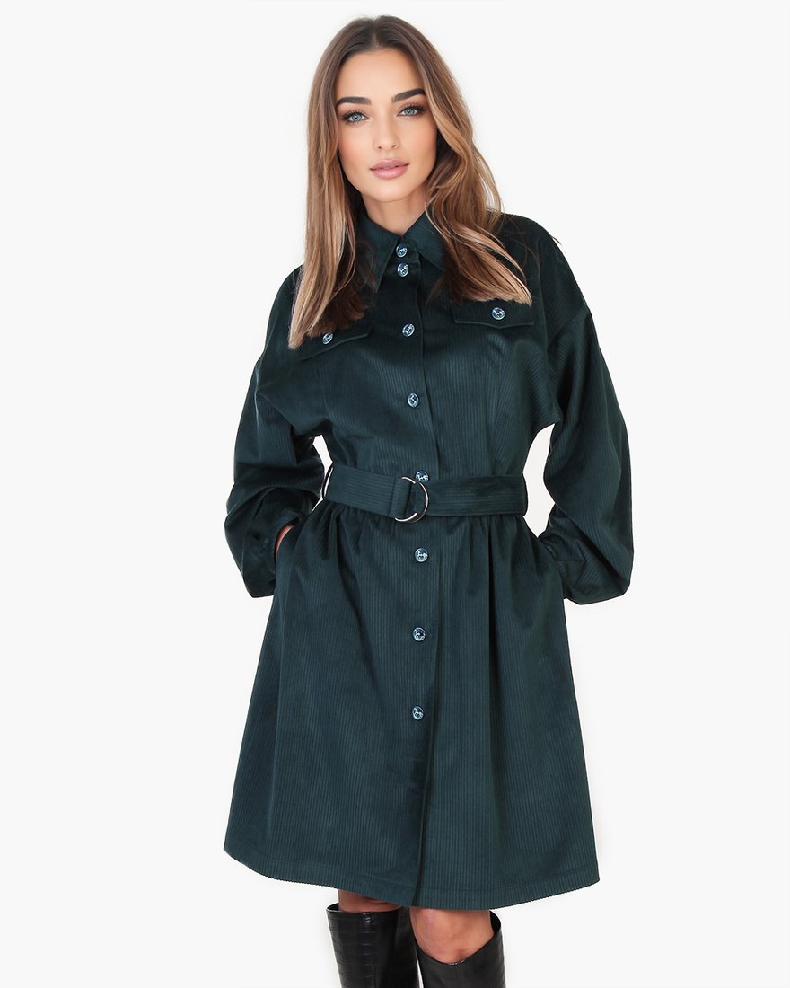 Платье-рубашка «Кошачий взгляд», цвет изумрудный www.EkaterinaSmolina.ru