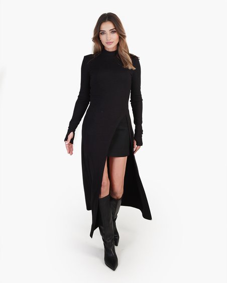 Бадлон-туника в рубчик с разрезом