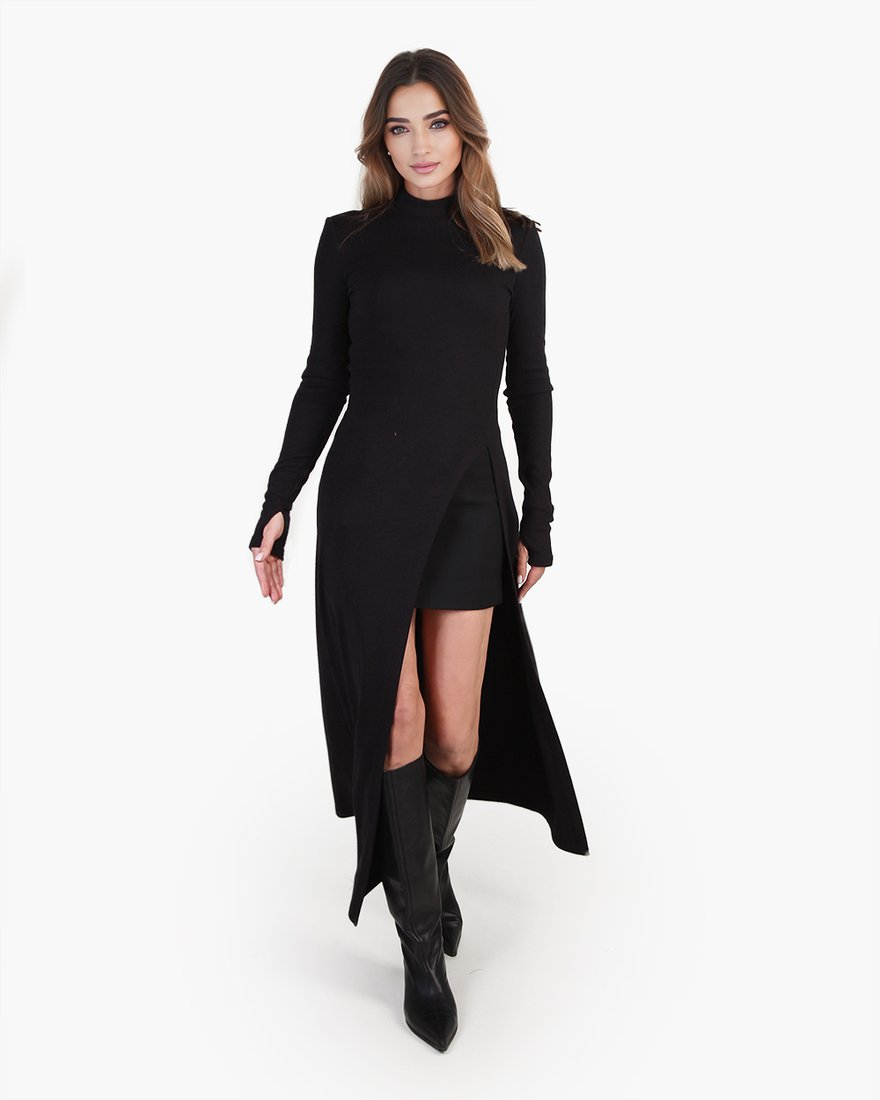 Бадлон-туника в рубчик с разрезом www.EkaterinaSmolina.ru