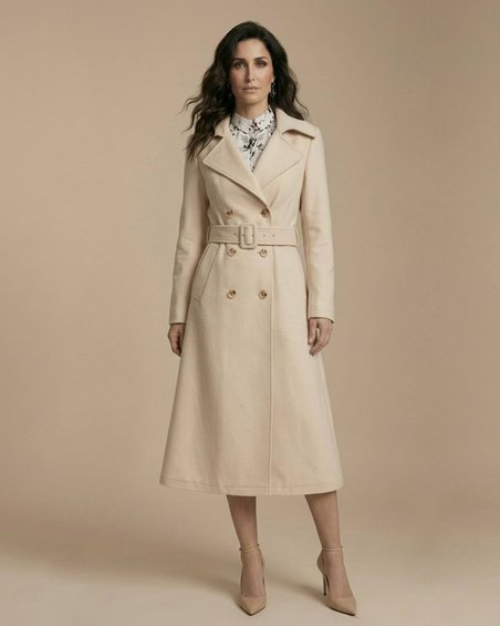 Пальто-тренч из водоотталкивающего бархата, «Кремовый»