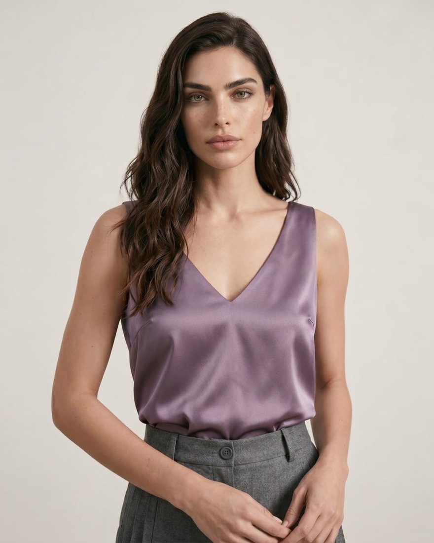 Топ на широких брителях цвета темно-лилового цвета www.EkaterinaSmolina.ru