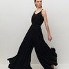 Брючный комбинезон с гофре черного цвета