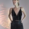 Топ-бюстье на тонких бретелях, из бархата