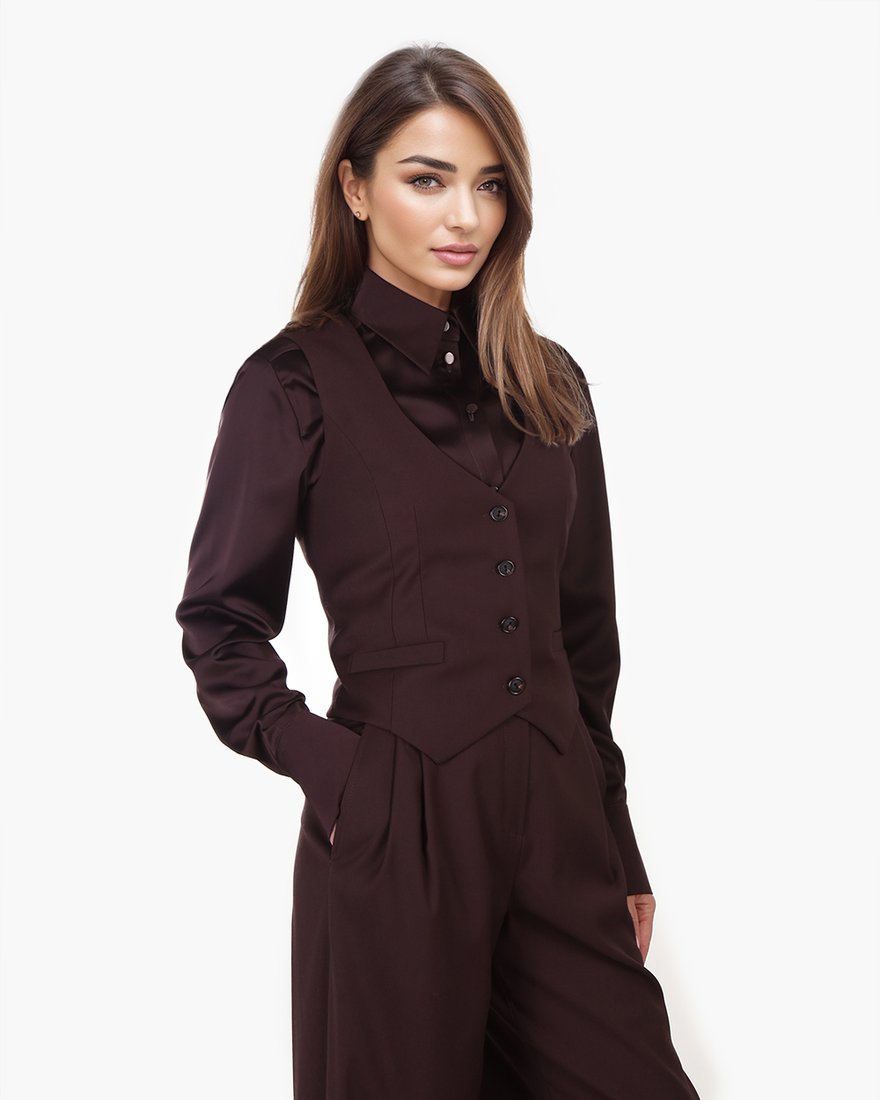 Костюмная жилетка, цвета горького шоколада www.EkaterinaSmolina.ru