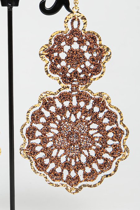 серьги Матрешки, розовые в желтом металле, застежка "гвоздик"