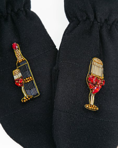 Варежки с декором «Бокалы+Бутылка вина»