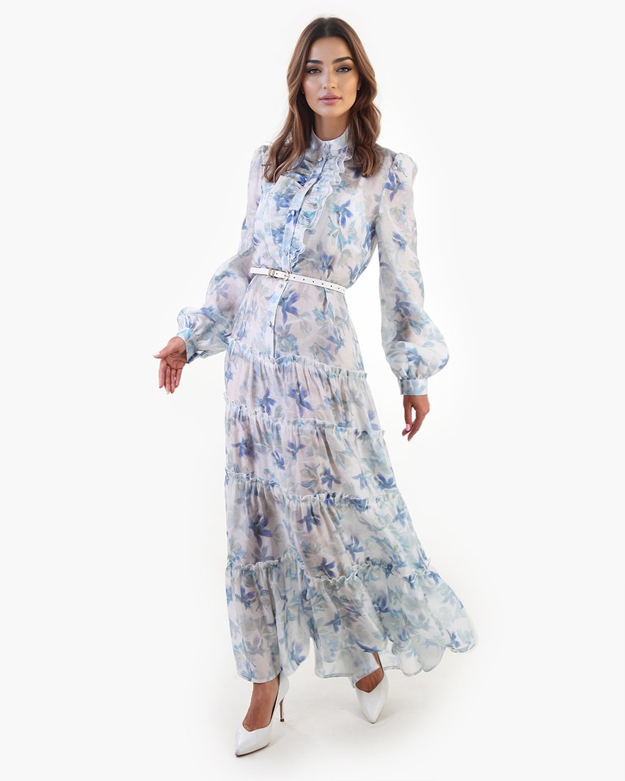 Платье из из органзы голубое с воланами www.EkaterinaSmolina.ru