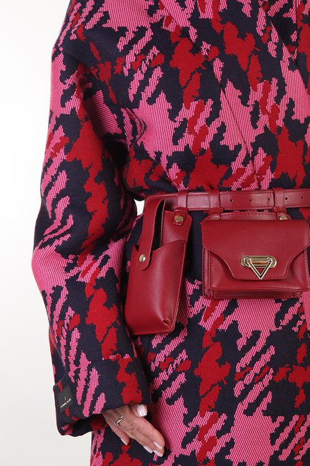 Ремень из эко-кожи со съемными карманами, цвета бургунди