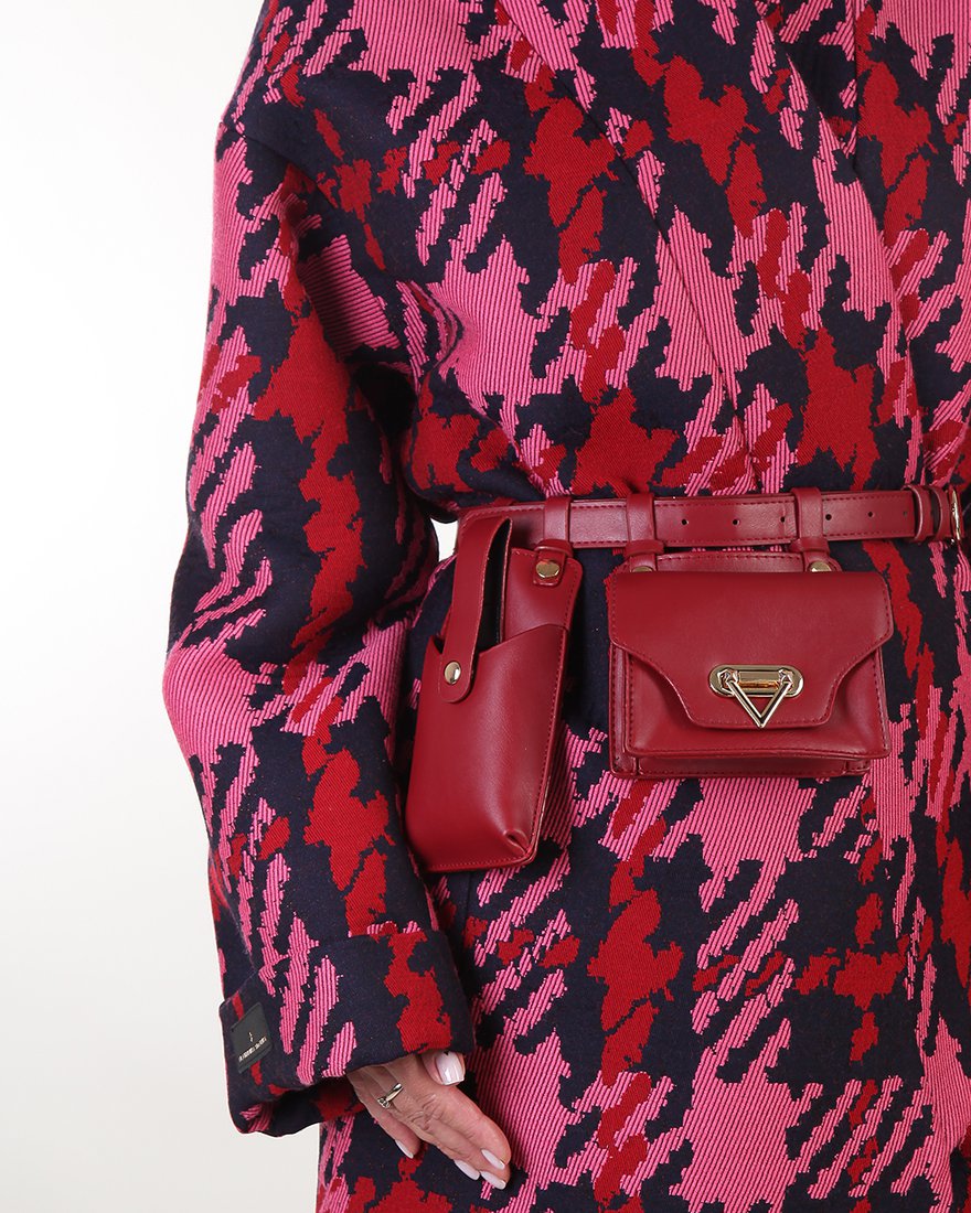 Ремень из эко-кожи со съемными карманами, цвета бургунди www.EkaterinaSmolina.ru