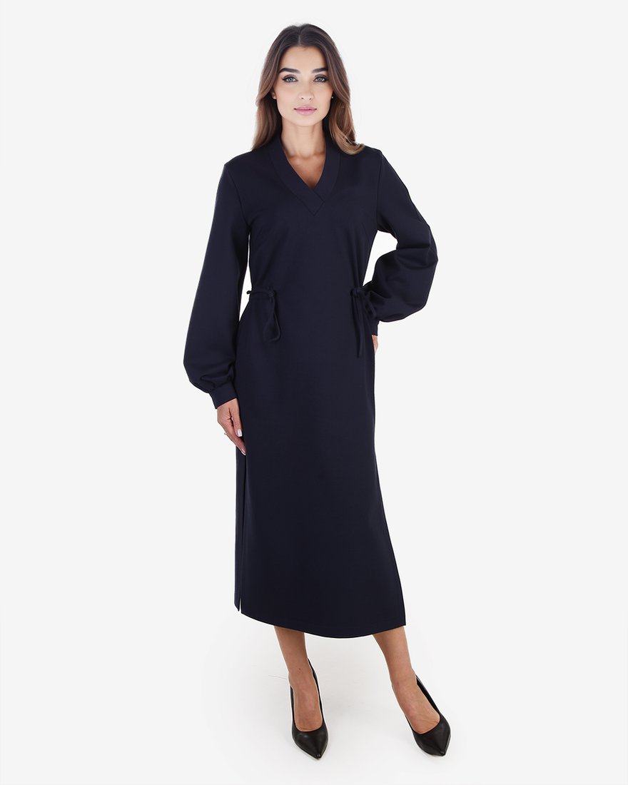 Платье с пышными рукавами, сапфирового цвета www.EkaterinaSmolina.ru