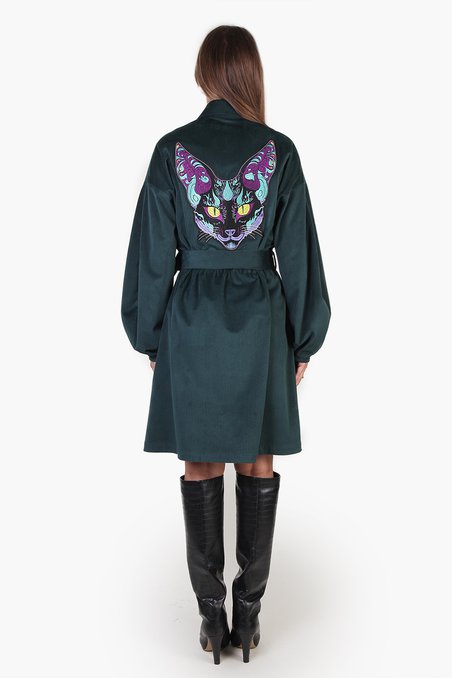 Платье-рубашка «Кошачий взгляд», цвет изумрудный