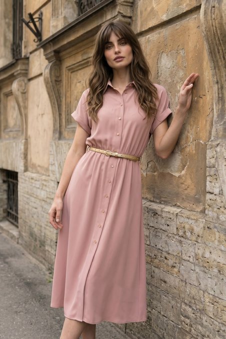 Платье рубашка цвета пыльной розы