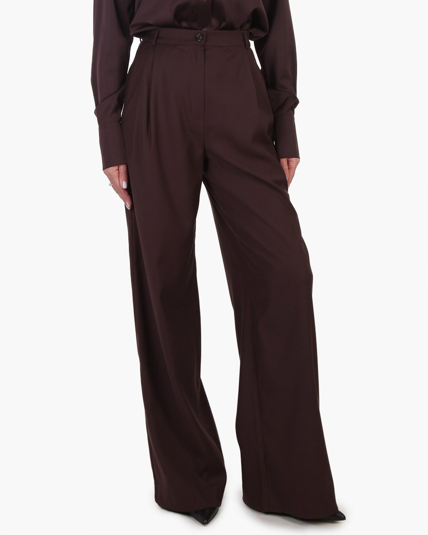 Брюки с защипами на талии, цвета горького шоколада www.EkaterinaSmolina.ru