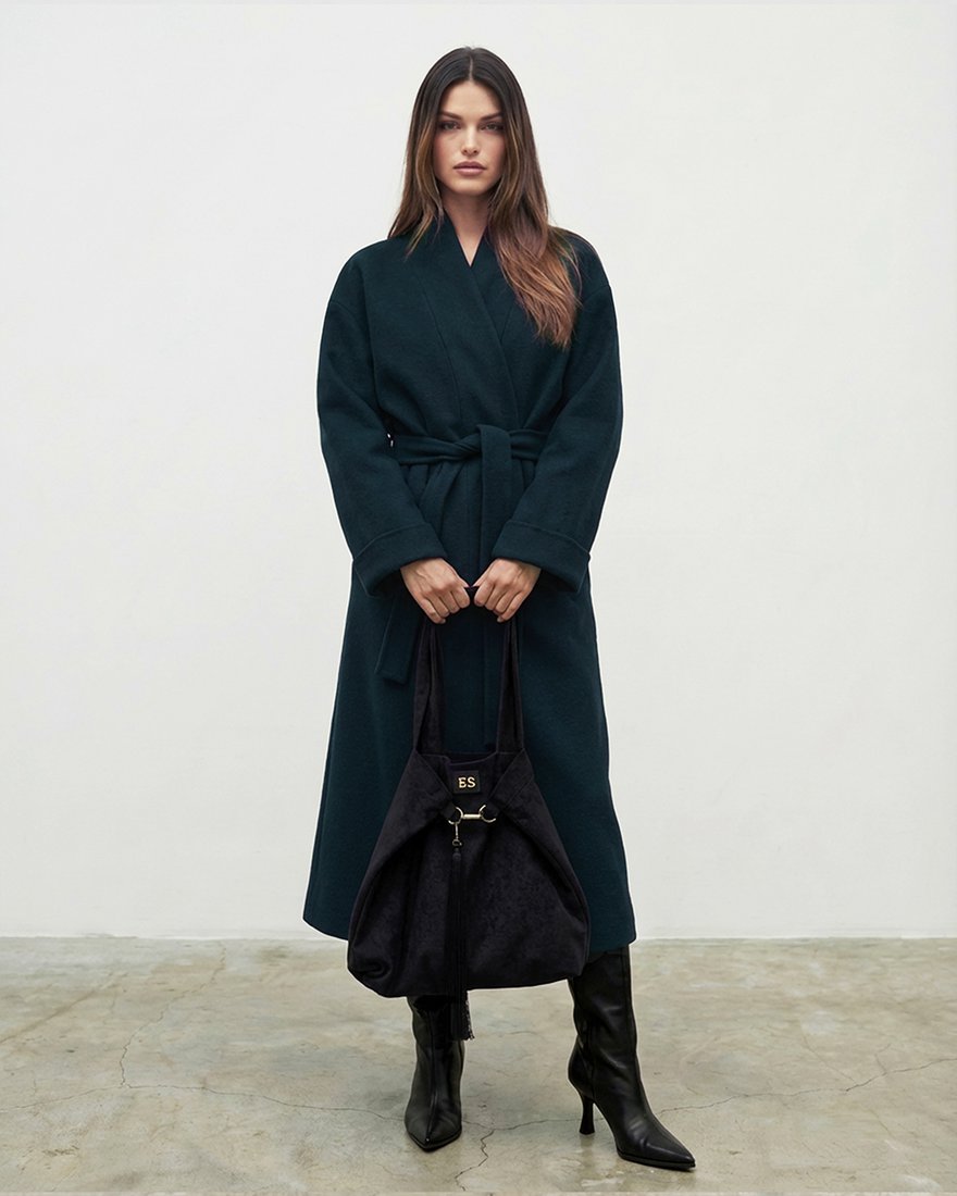 Пальто кимоно в темно-изумрудном цвете www.EkaterinaSmolina.ru