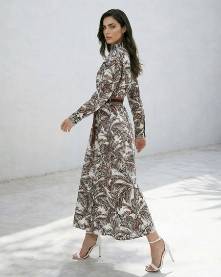 Платье-рубашка с принтом «Пальмовые листья» 