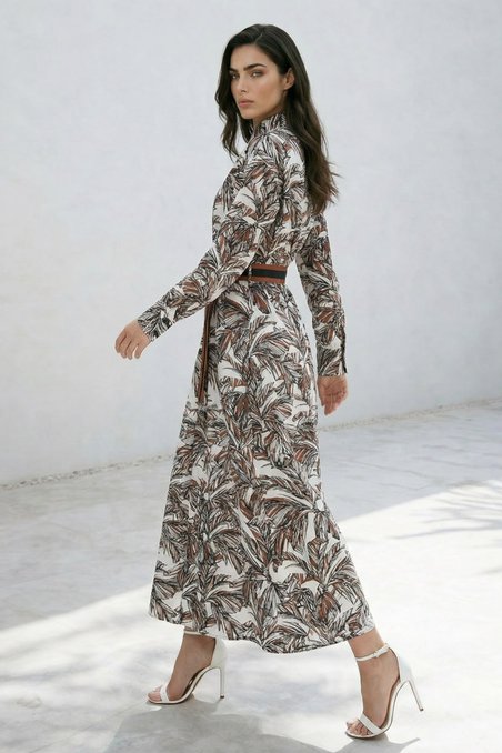 Платье-рубашка с принтом «Пальмовые листья» 