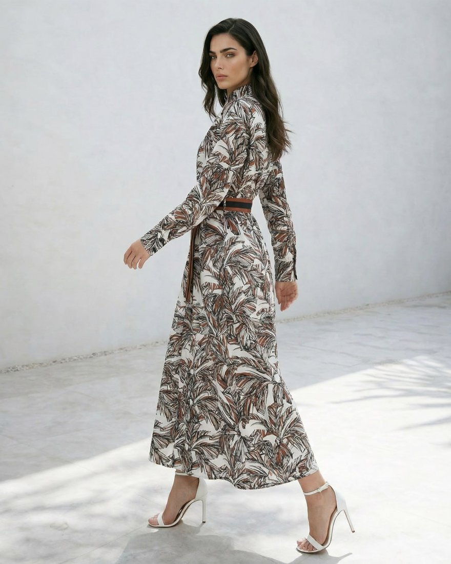 Платье-рубашка с принтом «Пальмовые листья»  www.EkaterinaSmolina.ru