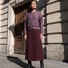 Юбка-карандаш со складками цвета винной фуксии
