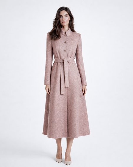 Пальто как платье с юбкой-трапецией, цвет «Лепестки розы»